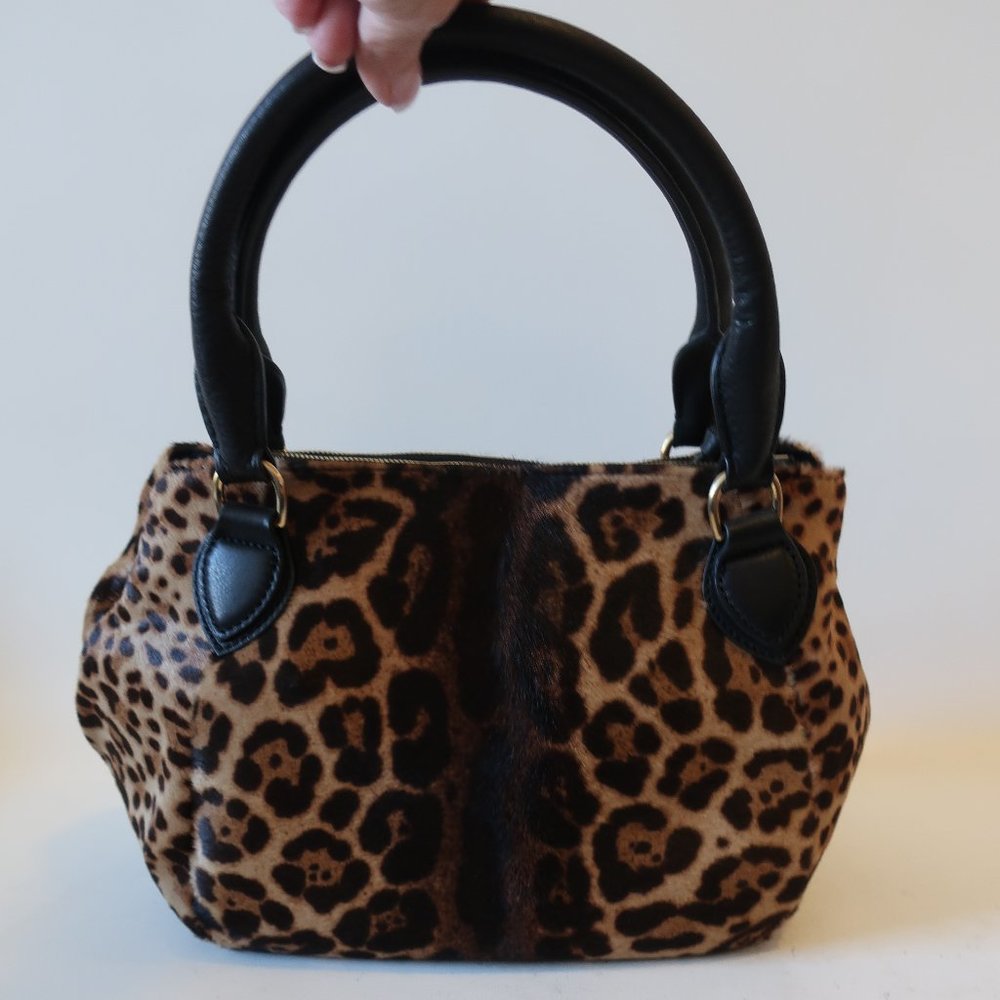 J. Crew Leopard Print Satchel with Black Accents - Picture 2 of 12